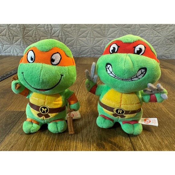 Ty Other - TY Teenage Mutant Ninja Turtles TMNT Plush Toy Lot Michaelangelo Raphael 2017